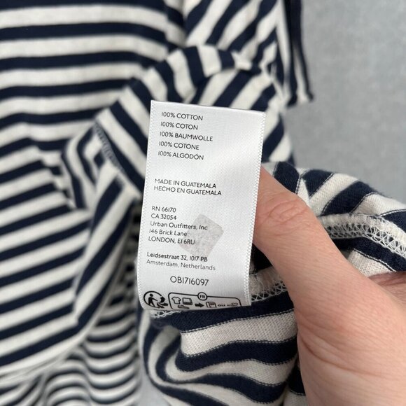 We the Free People Striped Angel Shirt Size M Navy Combo Distressed Oversized - Picture 7 of 12